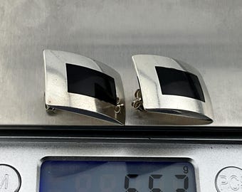 ヴィンテージ エナメル スターリング シルバー 長方形 ステートメント