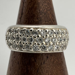 Vintage Cubic Zirconia Sterling Silver Statement Ring, UK Size O1/2, US Size 7 1/4, EU Size 54 1/2