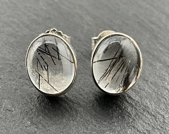 Pendientes vintage de cuarzo rutilado en plata de ley