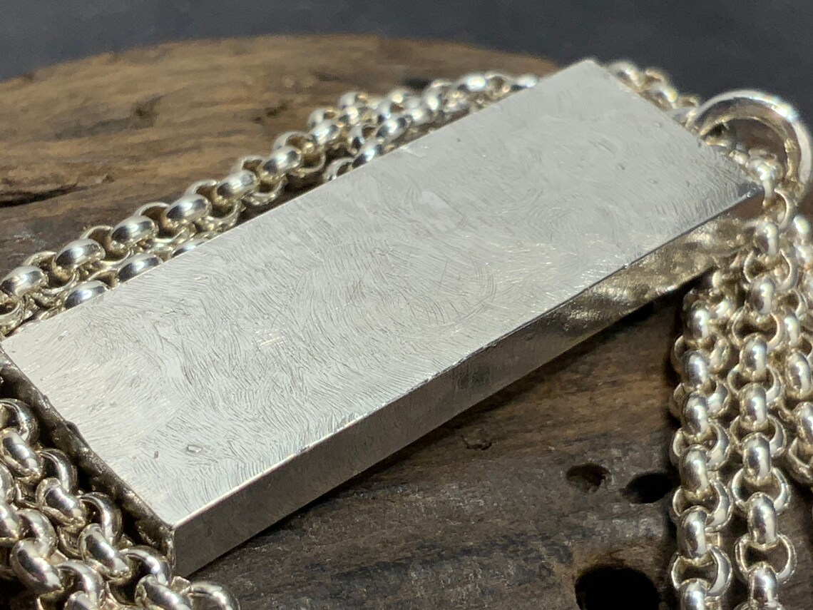 Vintage Heavy Sterling Silver Ingot Pendant Necklace Etsy