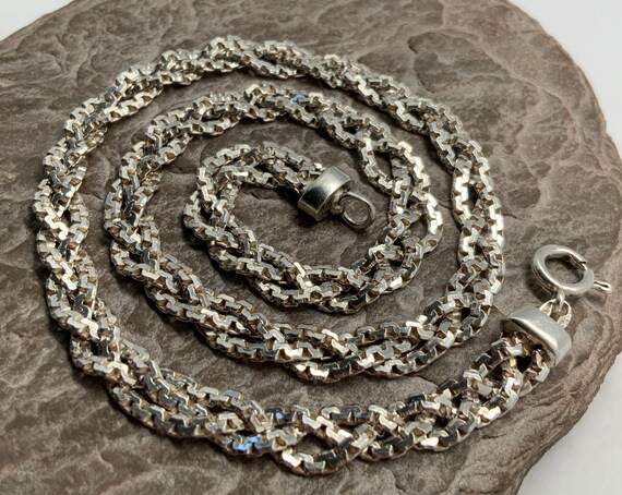 Vintage Solid Sterling Silver Interlocking Box Li… - image 4