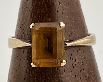 Vintage 9ct Gold Citrine Ring, UK Size N, US Size 6 1/2, EU Size 52 3/4