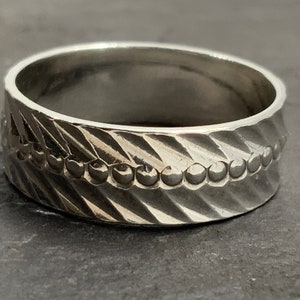 Vintage Sterling Silver Textured Band Ring, UK Size M, US Size 6, EU Size 51 1/2