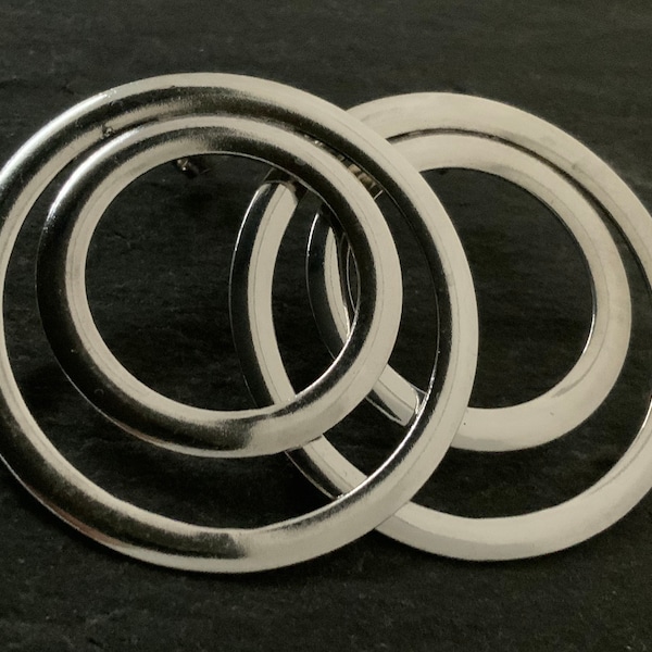 Vintage Large Heavy Sterling Silver Circle Hoop Earrings