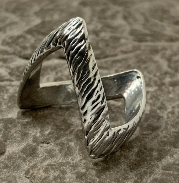 Vintage Sterling Silver Double Wishbone Ring UK Size J US Size 5