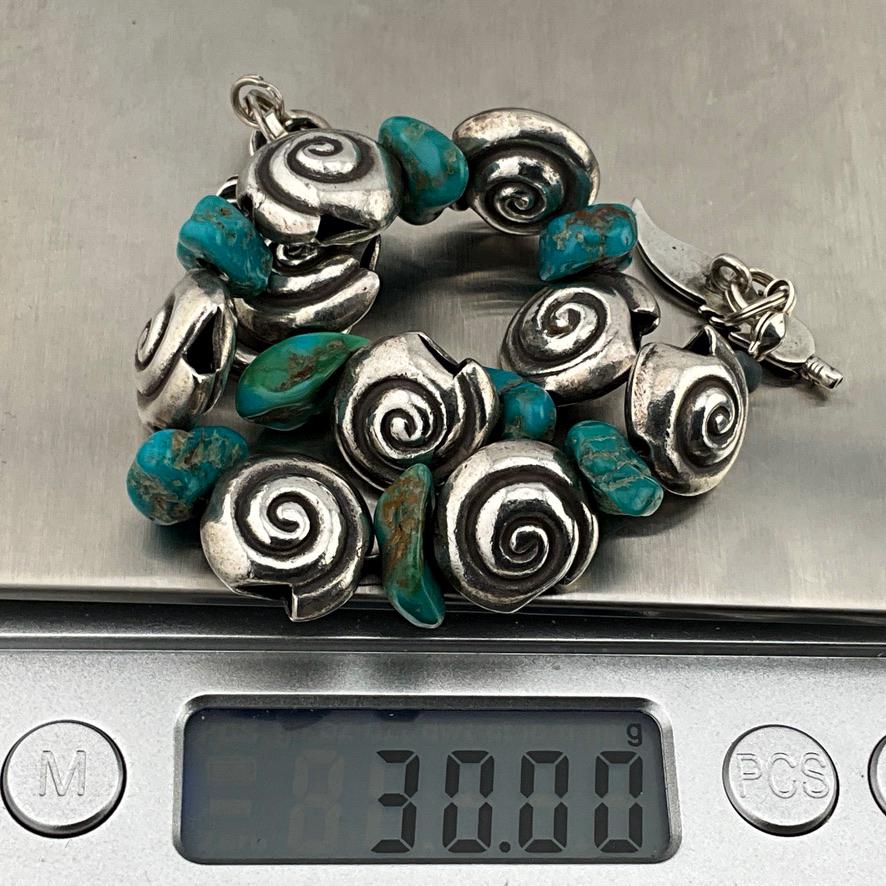 ヴィンテージ スターリングシルバー チャーム ターコイズ チェーン