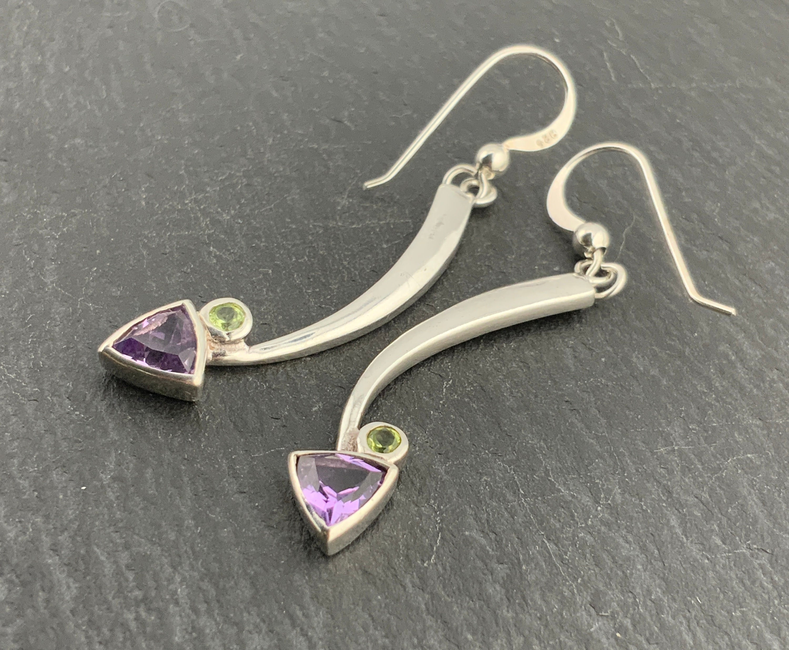 Vintage Kit Heath Sterling Silver Amethyst Peridot Dangle