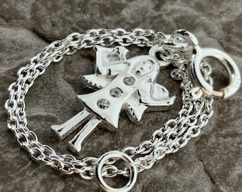 Vintage Sterling Silver Angel Cubic Zirconia Bracelet