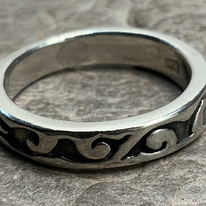 Vintage Sterling Silver Celtic Band Ring, UK Size M, US Size 6 1/2, EU Size 52 1/2