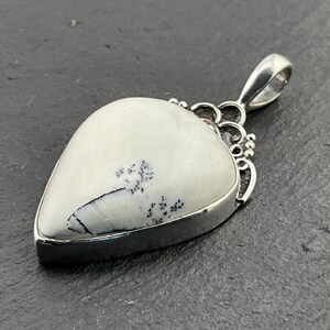 Vintage Dendritic Agate Sterling Silver Teardrop Pendant