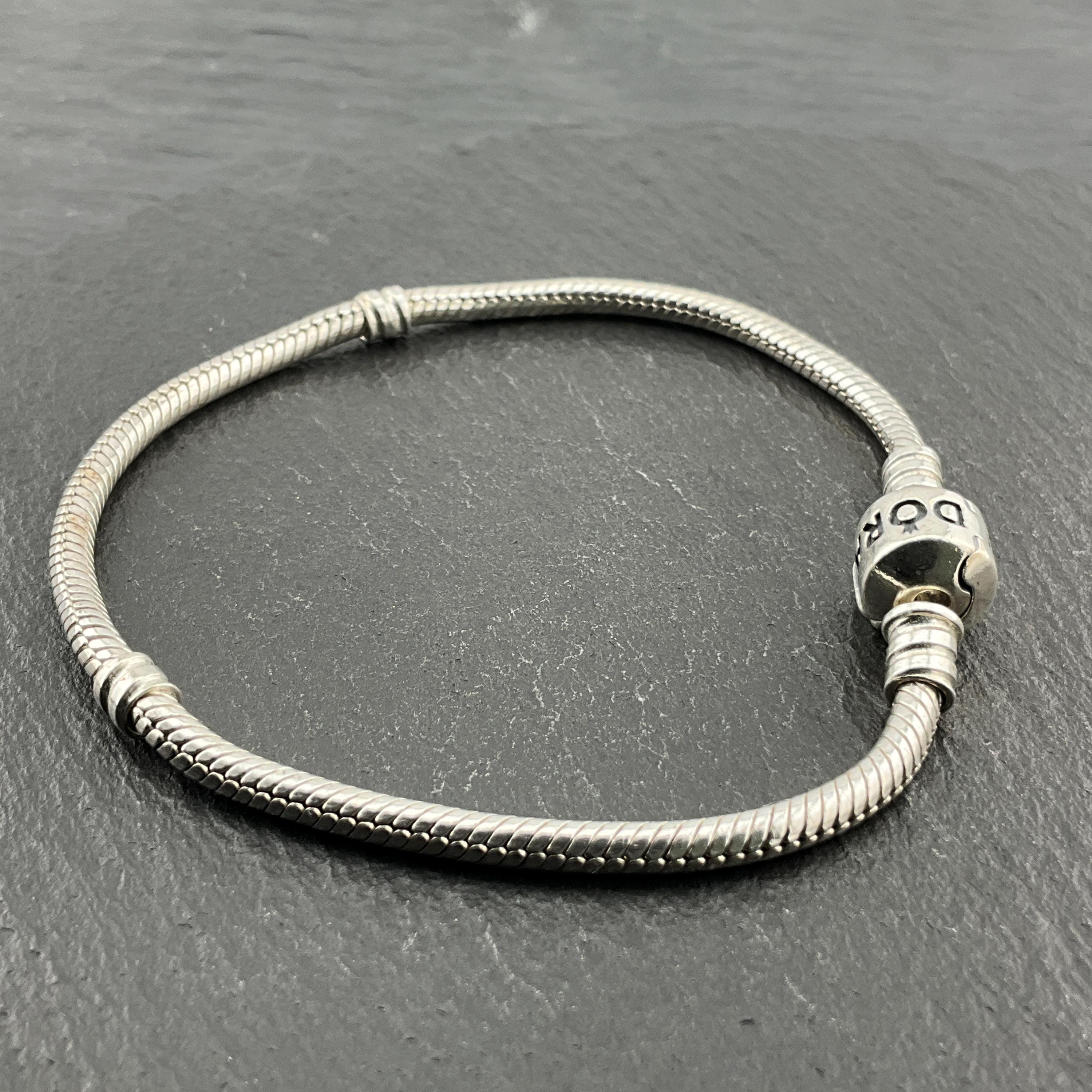 Genuine Pandora Sterling Silver Snake Chain Bracelet - Etsy Israel