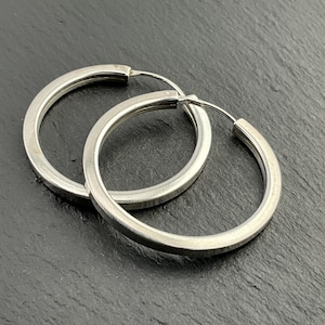 Vintage Sterling Silver Hoop Dangle Earrings