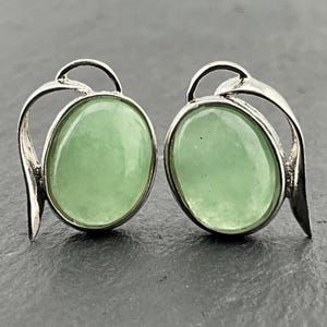 Vintage Sterling Silver Jade Stud Earrings