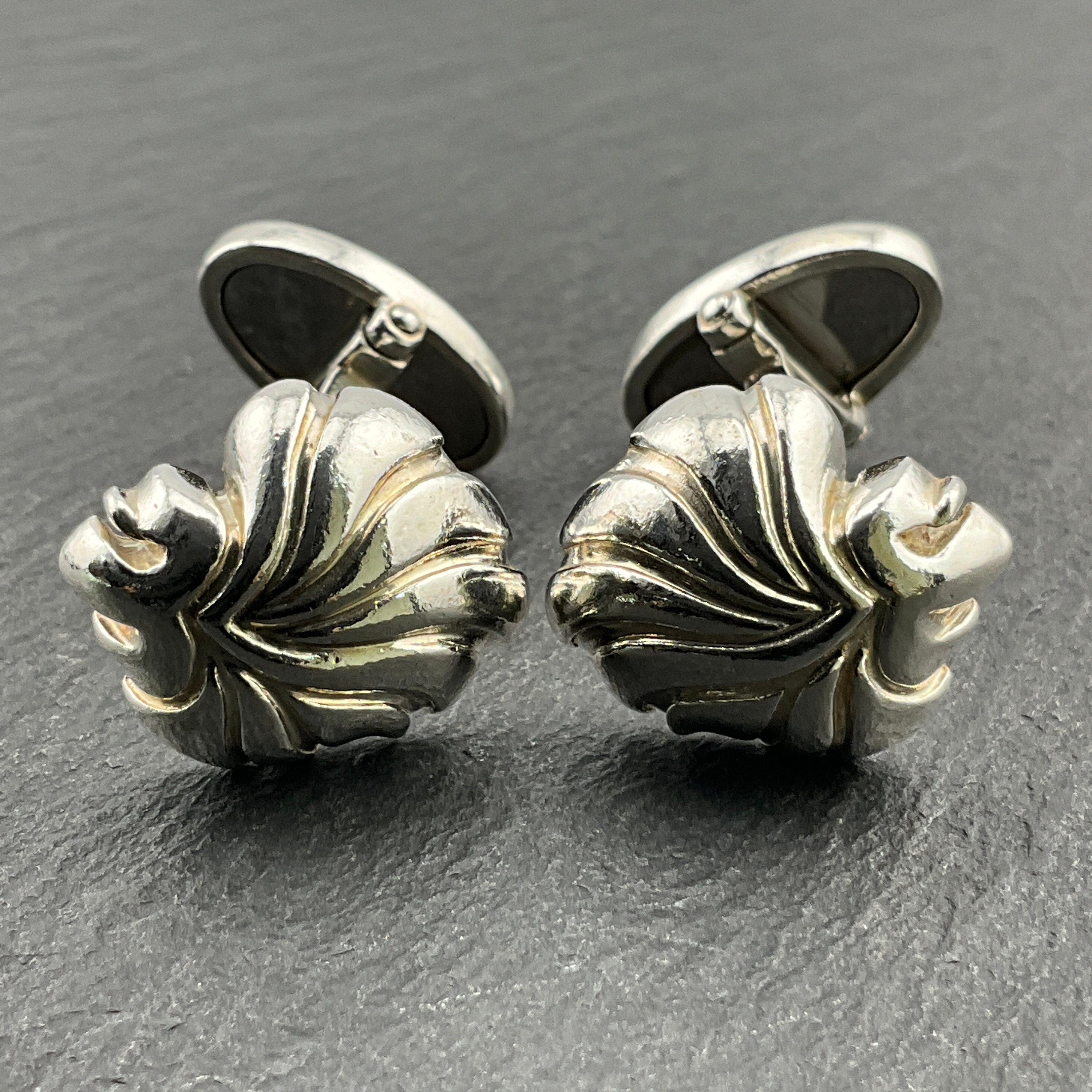 Lot De Deux Paires De Boutons De Manchette Vintage – Or 14 Carats Et Argent Sterling – Occasion Parfait état