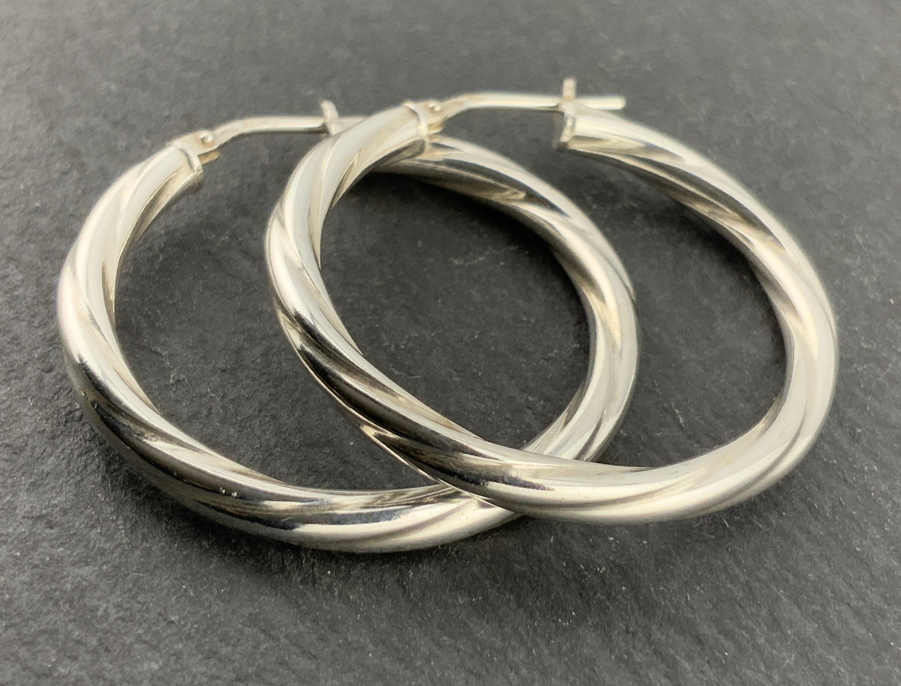 Vintage Sterling Silver Lever Hoop Earrings - Etsy