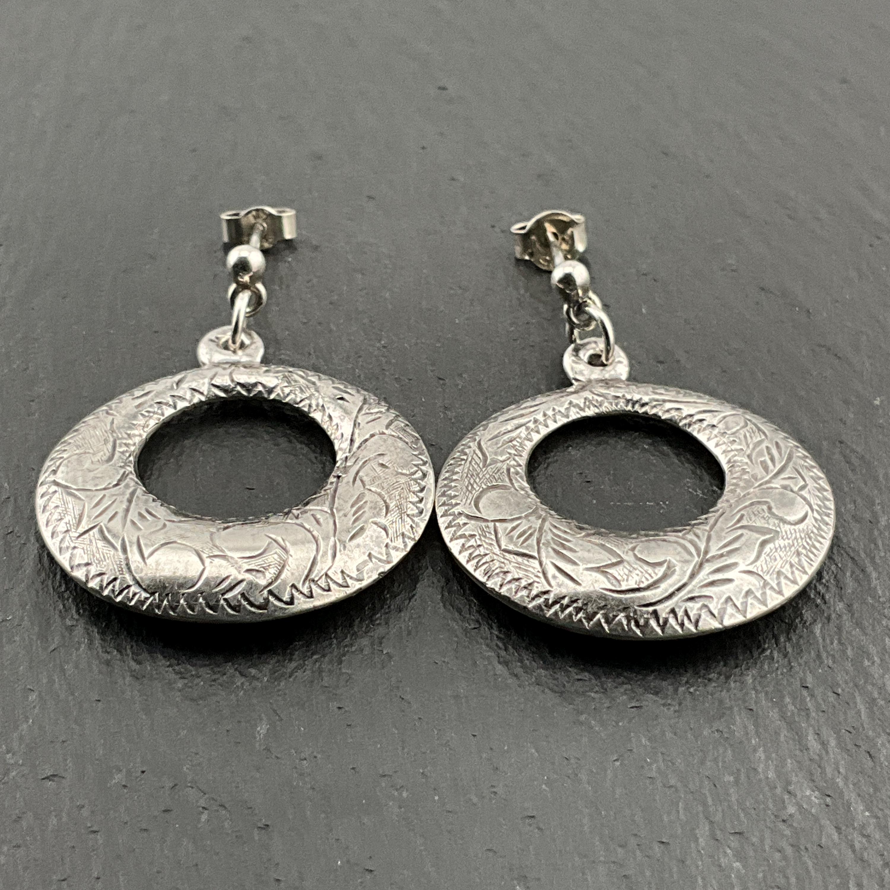 ◆STONEHENgE◆ silver earrings Vintage Sterling Silver Hoop Dangle Stud Earrings - Etsy