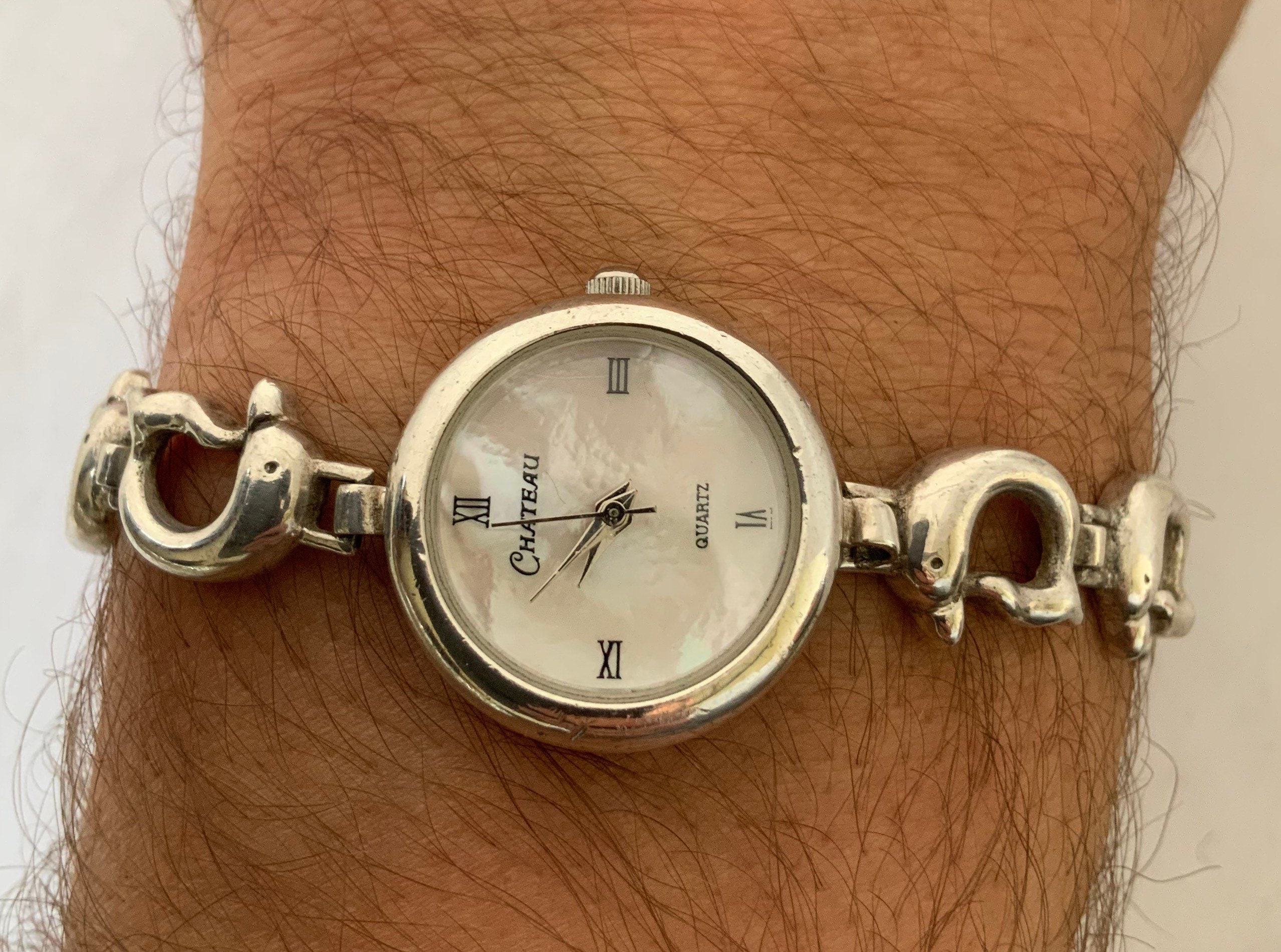 Reloj de pulsera de delfin de cuarzo de plata esterlina maciza vintage Etsy Mexico