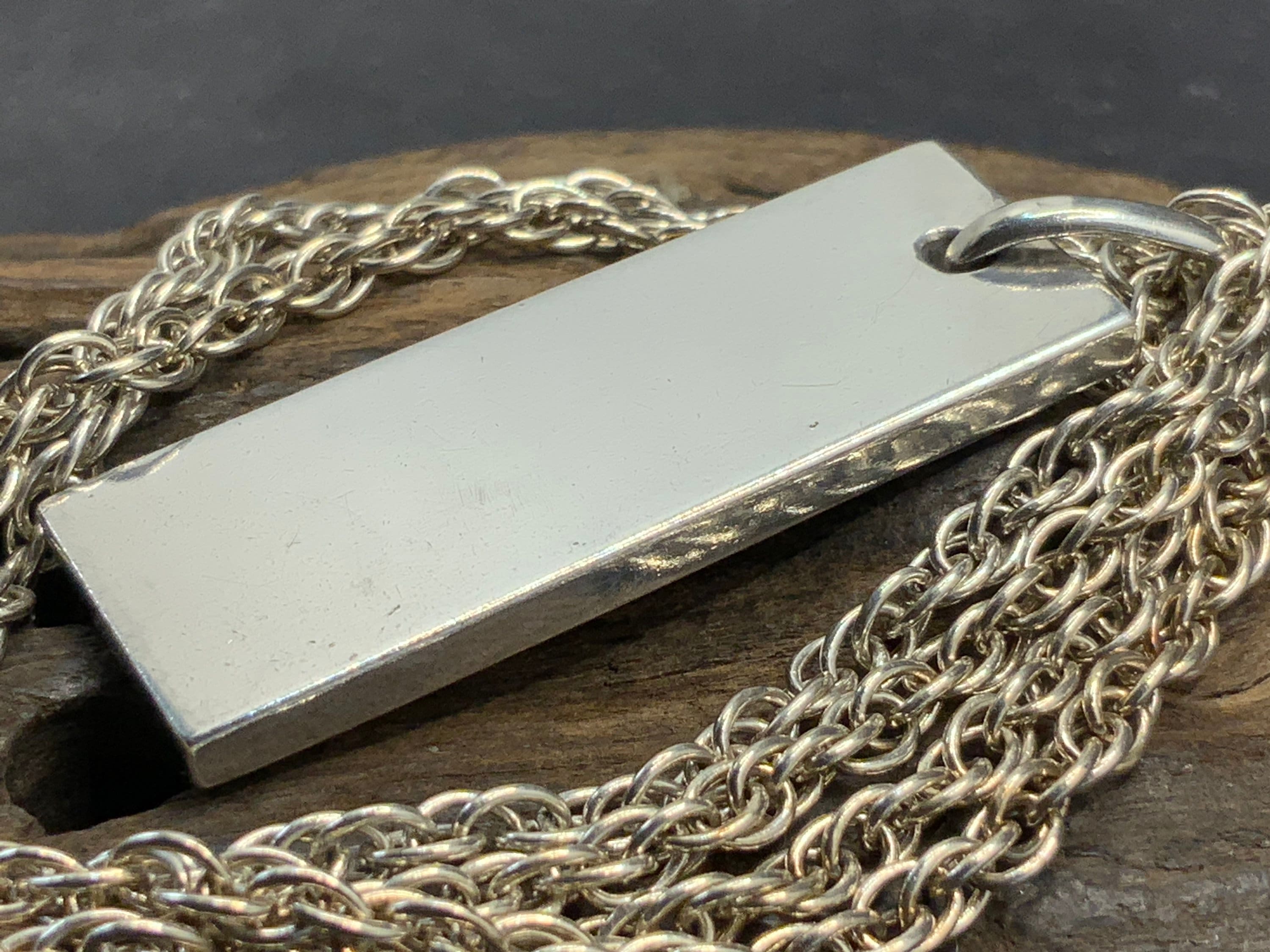 Vintage Sterling Silver Ingot Pendant Necklace Etsy