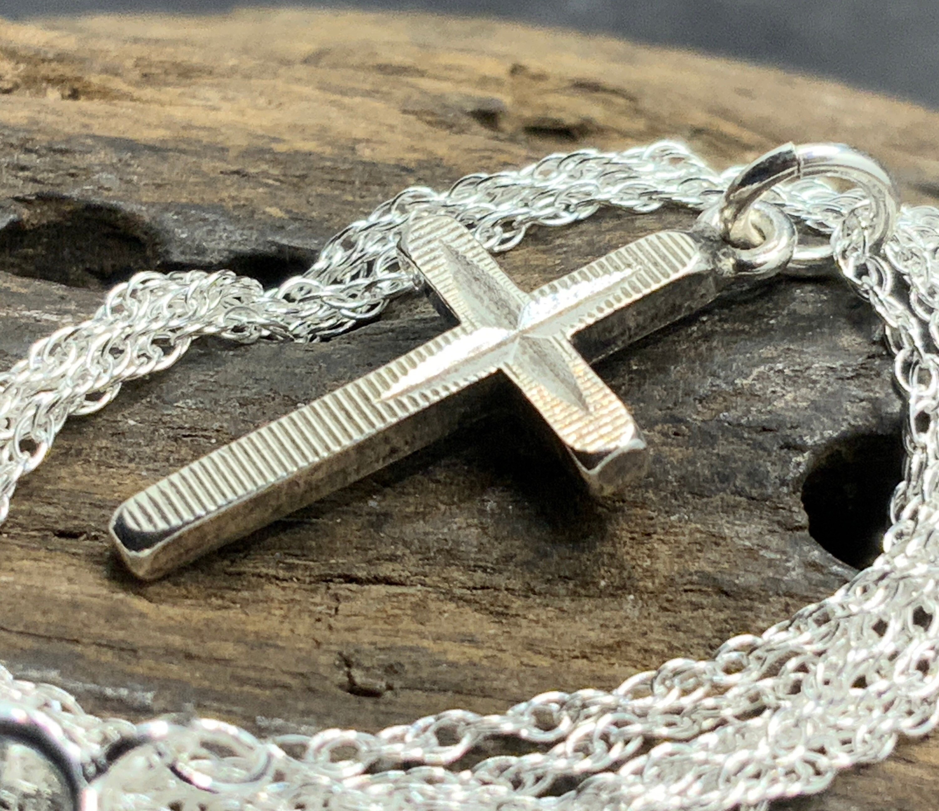 Vintage Sterling Silver Cross Pendant Necklace | Etsy