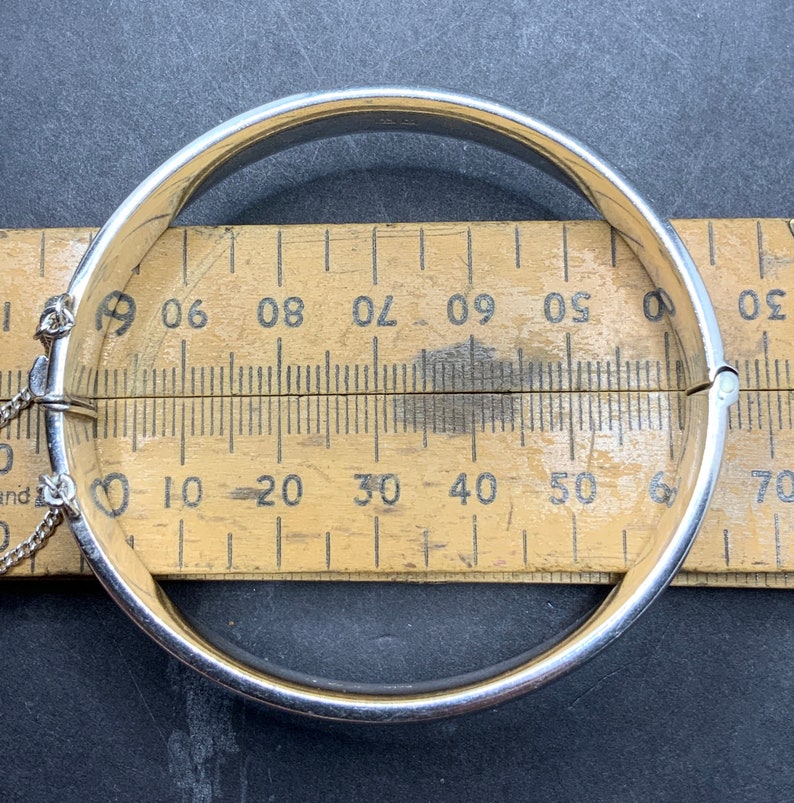 Vintage Sterling Silver Chunky Half Engraved Hinged Bangle