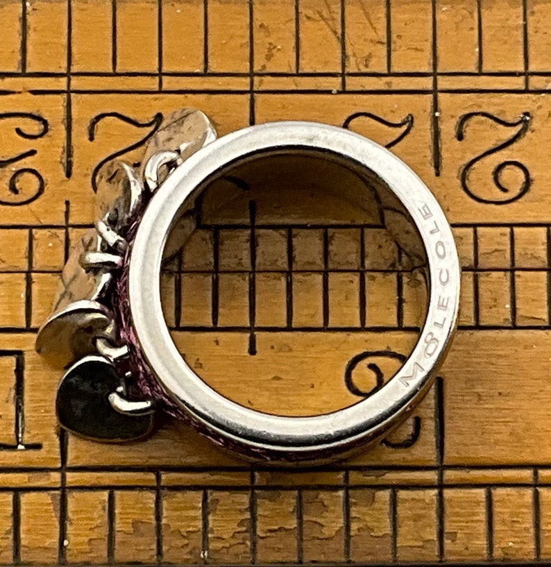 Ring Brass Band Sterling Rectangle Plaque Brass Heart - s6 - via Smith