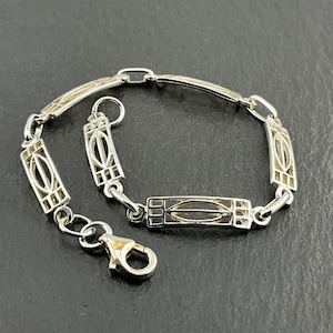 Vintage Sterling Silver Kit Heath Panel Link Bracelet