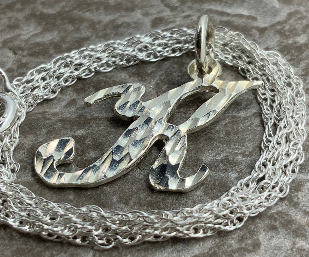 Vintage Sterling Silver Letter R Pendant Necklace - Etsy