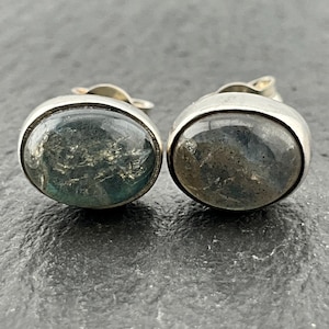 Vintage Sterling Silver Moonstone Stud Earrings