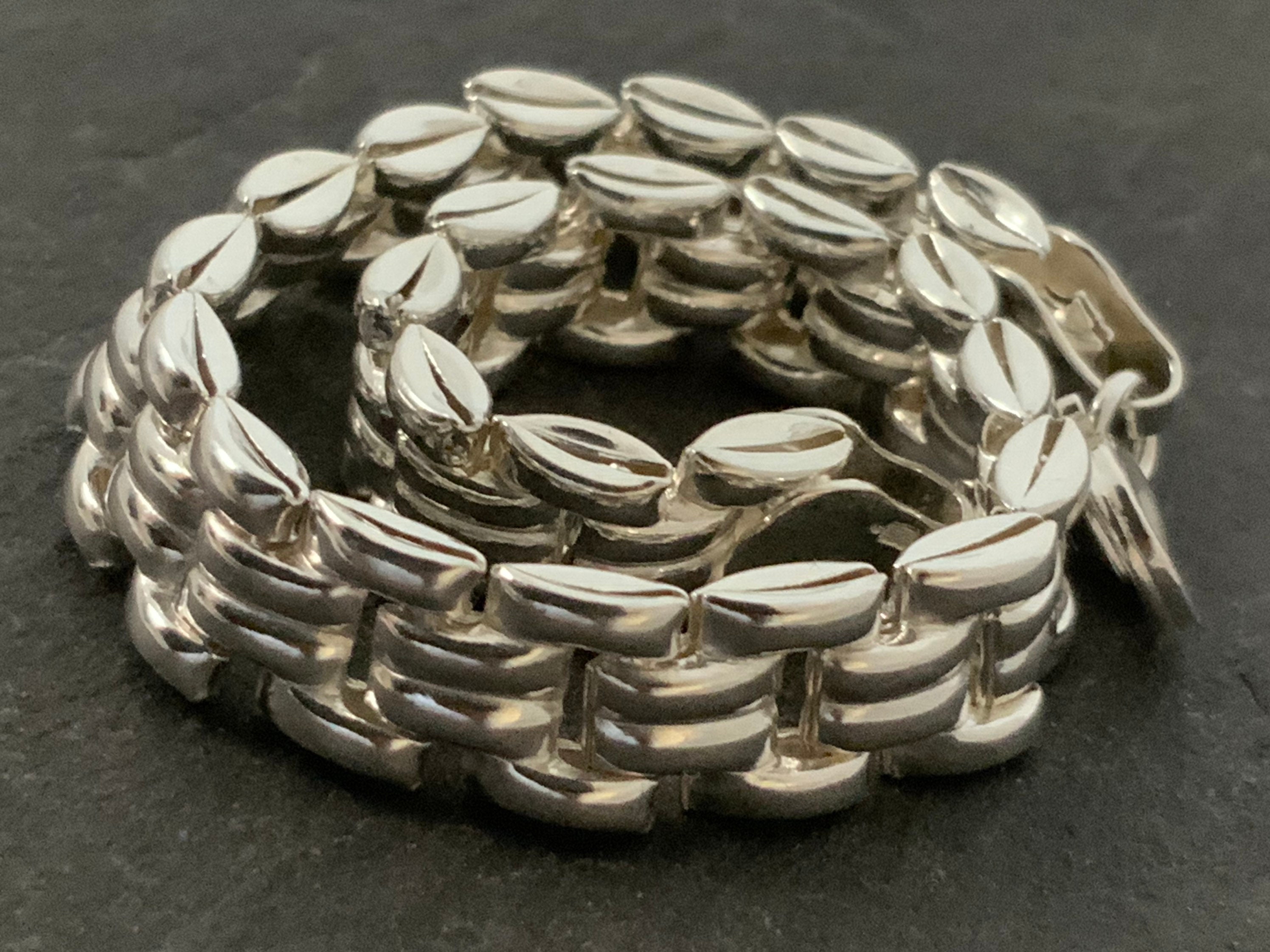 Sterling silver panther link bracelet deals