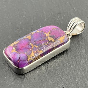 Vintage Purple Copper Turquoise Sterling Silver Pendant