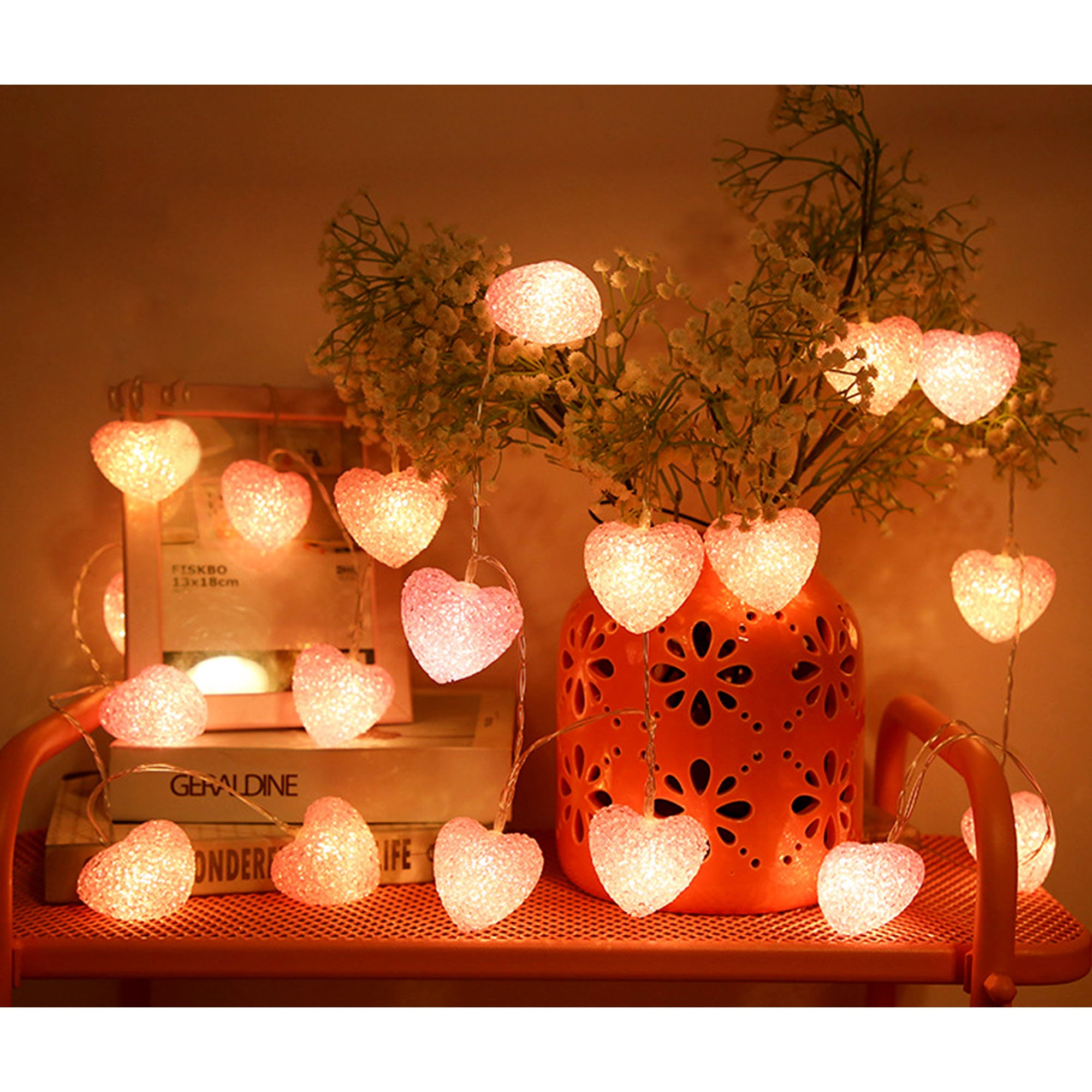 Love Pink Heart Fairy String Lights 40 LED Battery Operated | Etsy