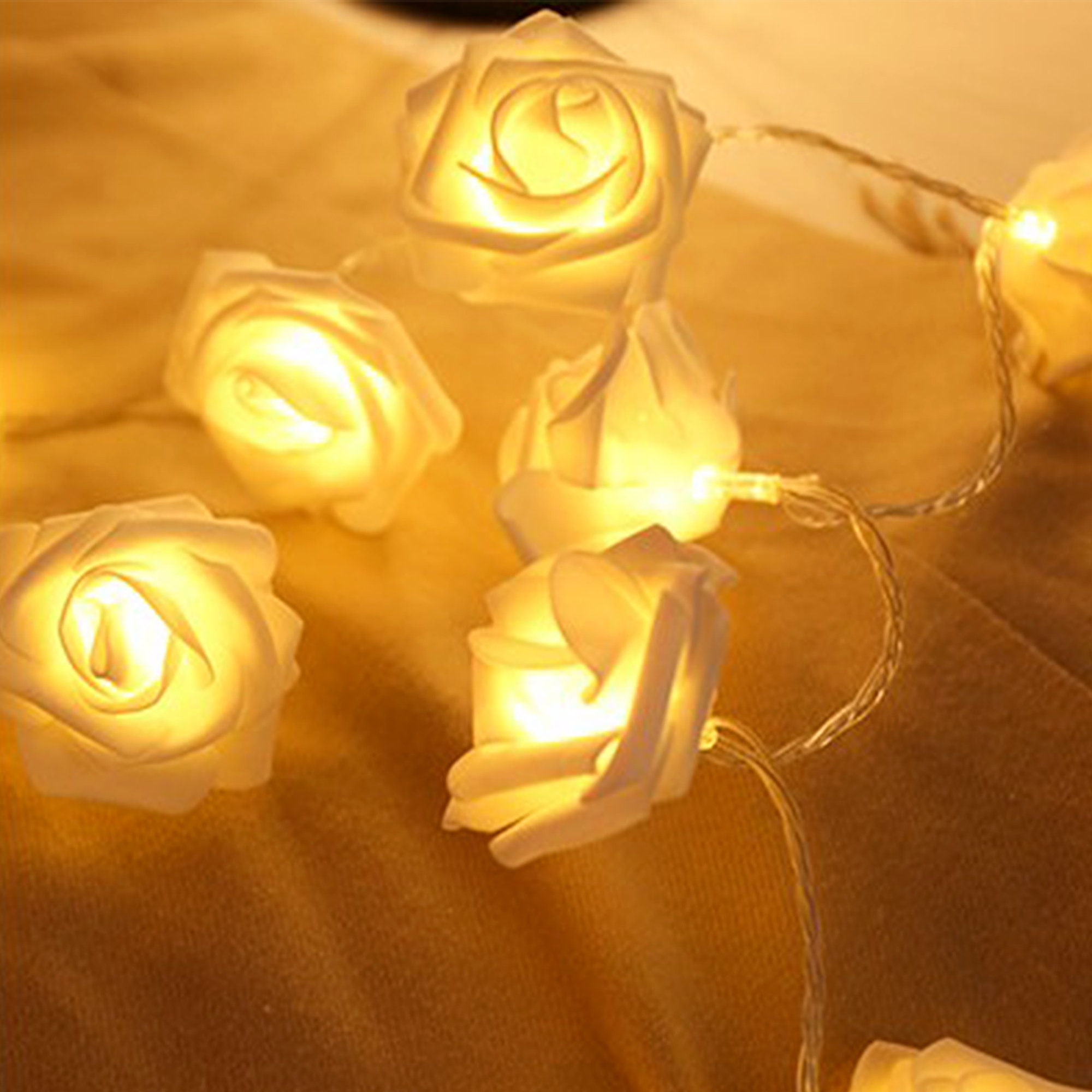 White Rose Flower Fairy String Lights Wedding Garden Party Etsy