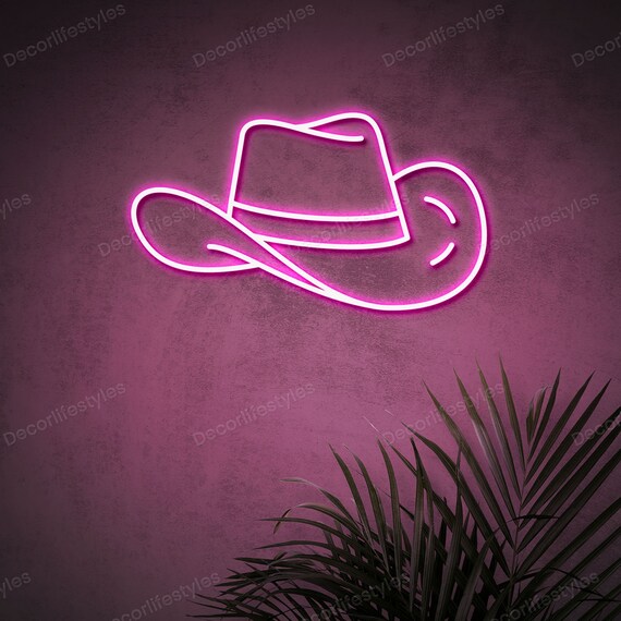 Cowboy Hat Neon Sign Cowboy Straw Hat 