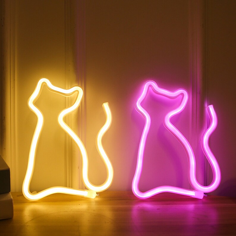 Cat Neon Sign Kitty LED Light Bedroom Neon Wall Decor Kitty Etsy