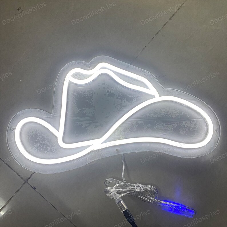 Cowboy Straw Hat Neon Sign Outdoor Cow Training Hat Decor Etsy