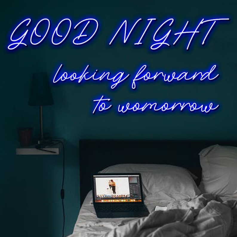 /'GOOD NIGHT Small Neon Light Sign for Wall Neon Light Custom Looking Forward to Tomorrow/' Red Neon Lights for Bedroom