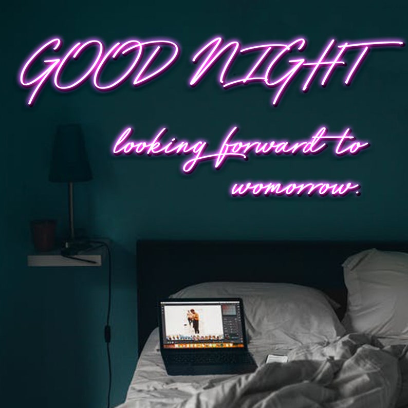 /'GOOD NIGHT Small Neon Light Sign for Wall Neon Light Custom Looking Forward to Tomorrow/' Red Neon Lights for Bedroom