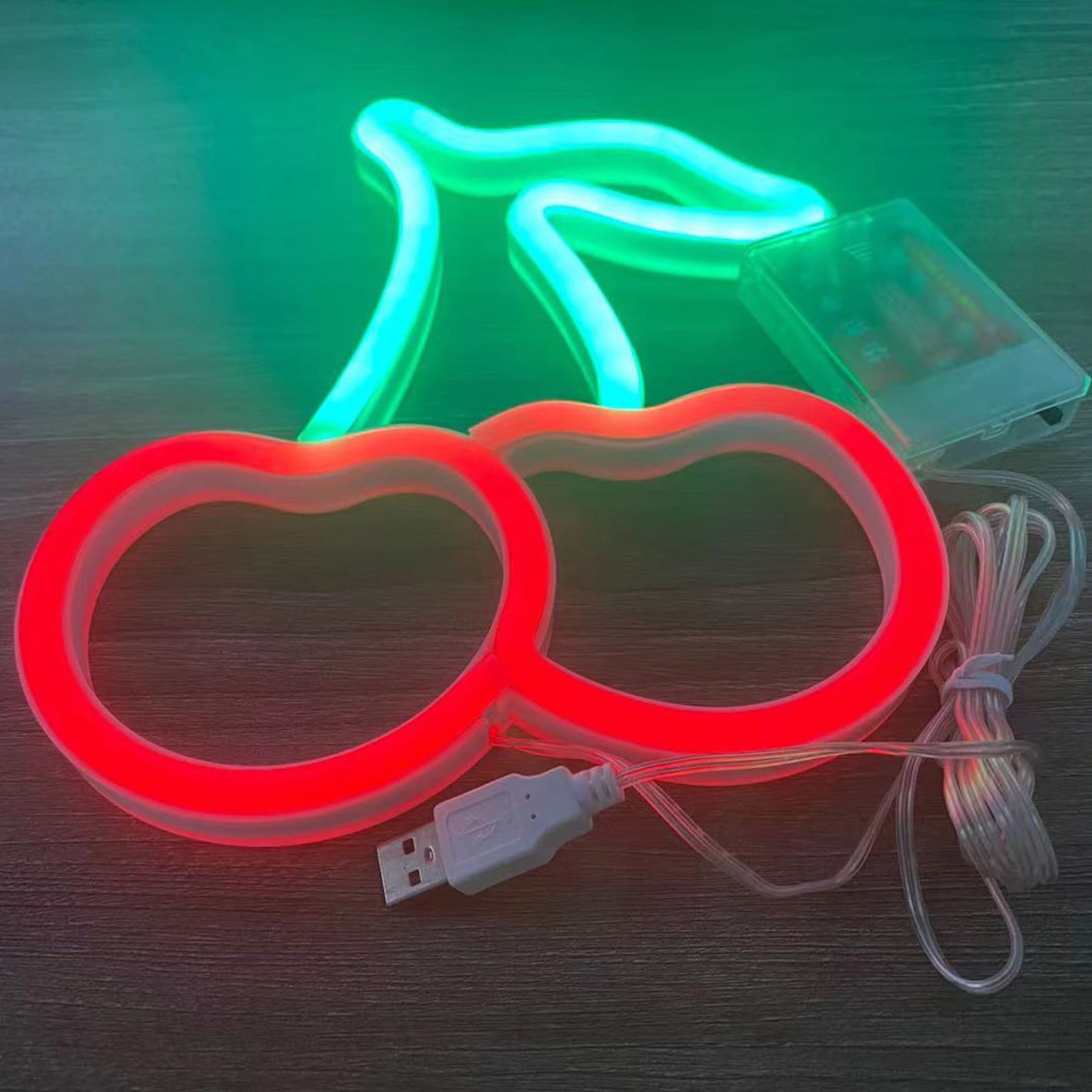 Chi-buy LED Neon Cherry Cute Neon Light Sign, USB Or Battery Powered Neon Signs Night Light, 3D Wall Art Lamp For Bedroom Living Room Decor Lamp Holiday Gift For Children Kids Girls