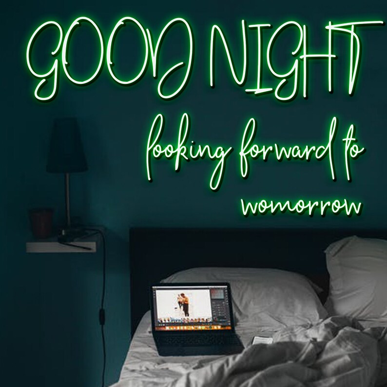 /'GOOD NIGHT Small Neon Light Sign for Wall Neon Light Custom Looking Forward to Tomorrow/' Red Neon Lights for Bedroom