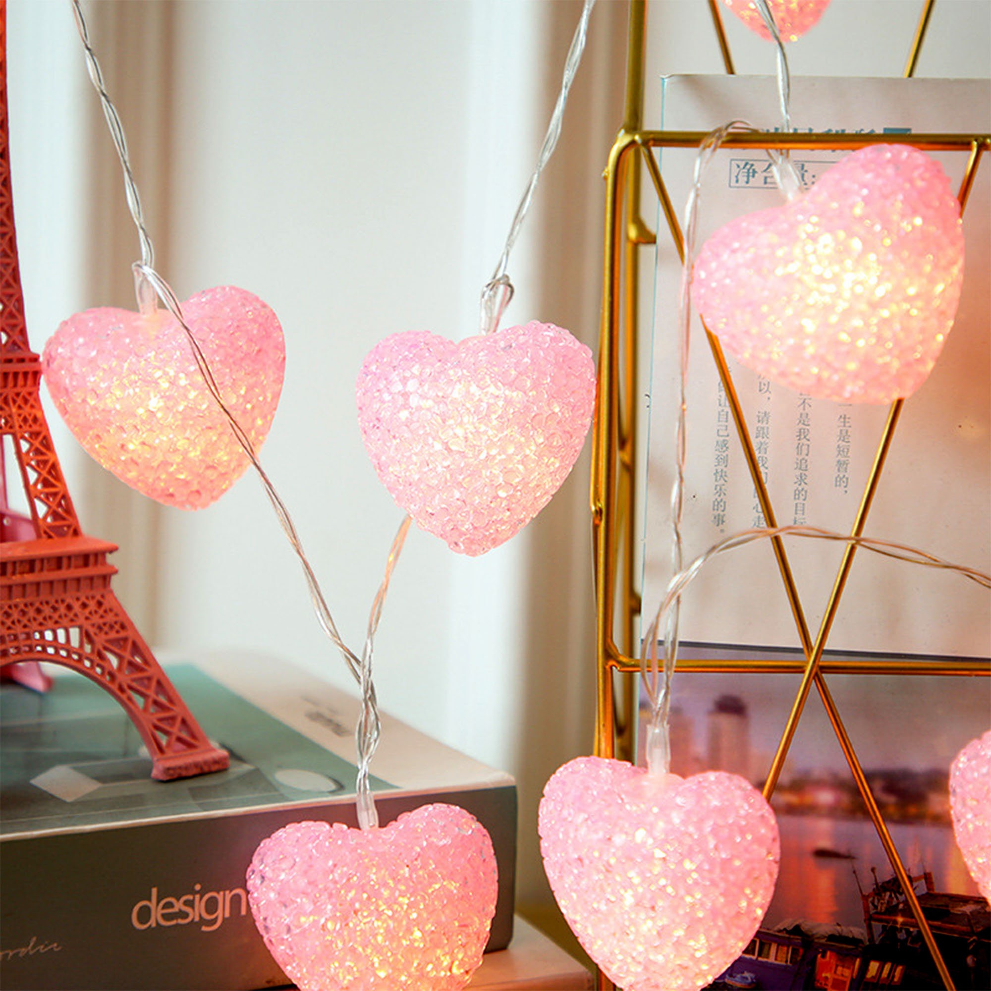 Love Pink Heart Fairy String Lights 40 LED Battery Operated Etsy