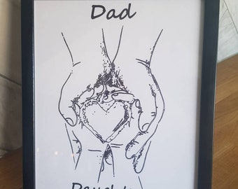 Fathers day marker drawing dad and daughter