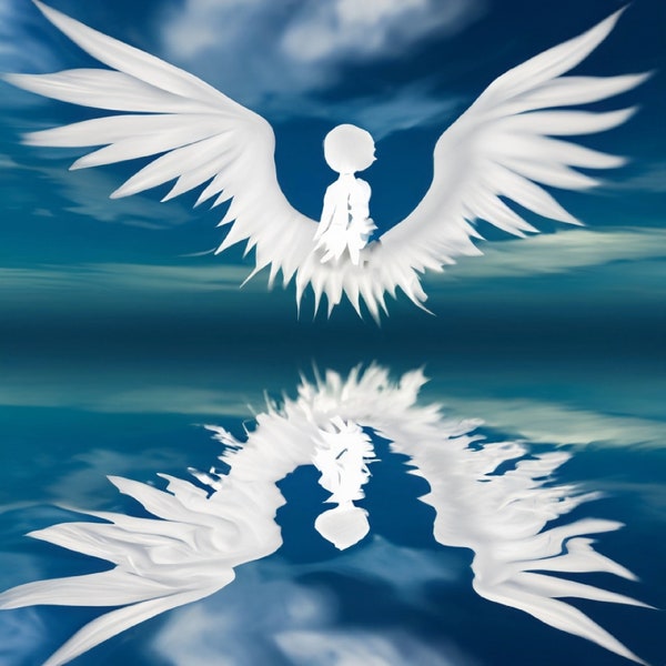Child on Angel Wings Digital Graphic