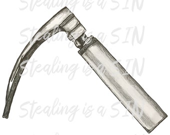 Laryngoscope Hand Drawn Original PNG, SVG & JPEG Digital Download License Free