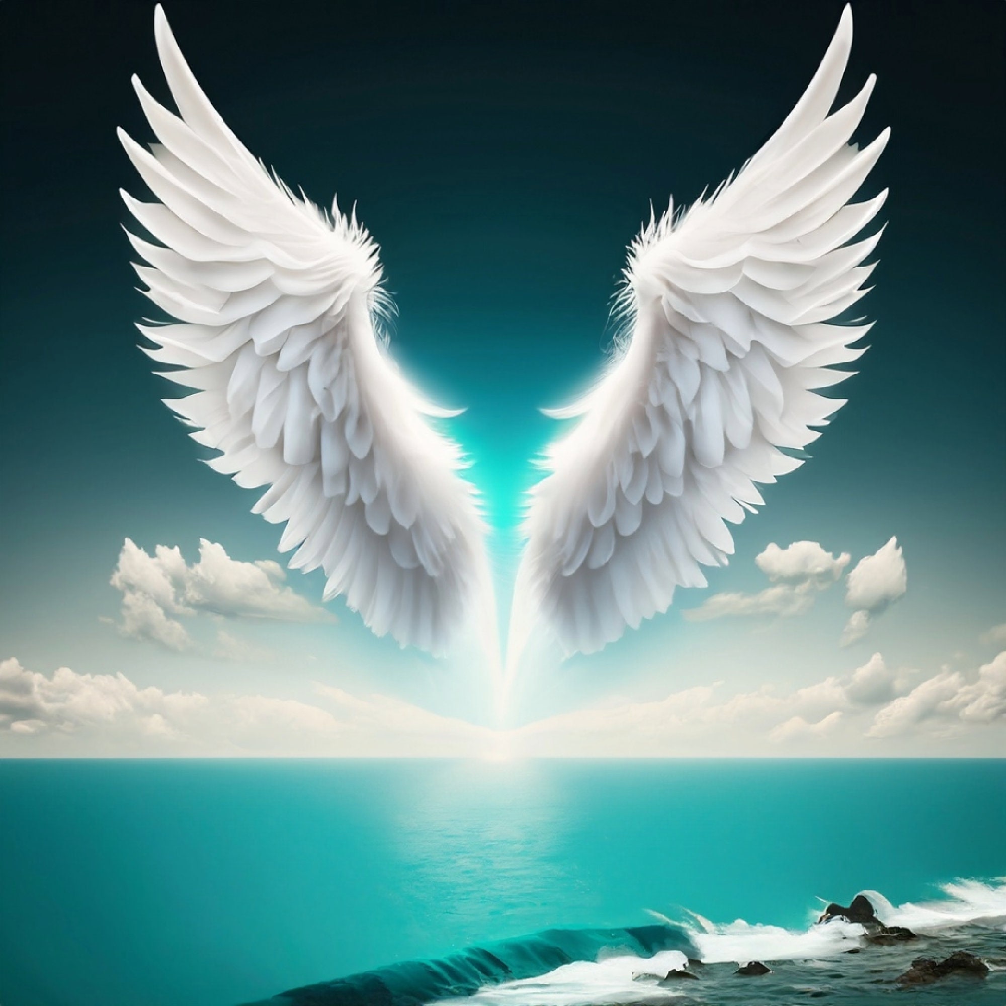 Angel Wings Over the Ocean Digital Graphic - Etsy