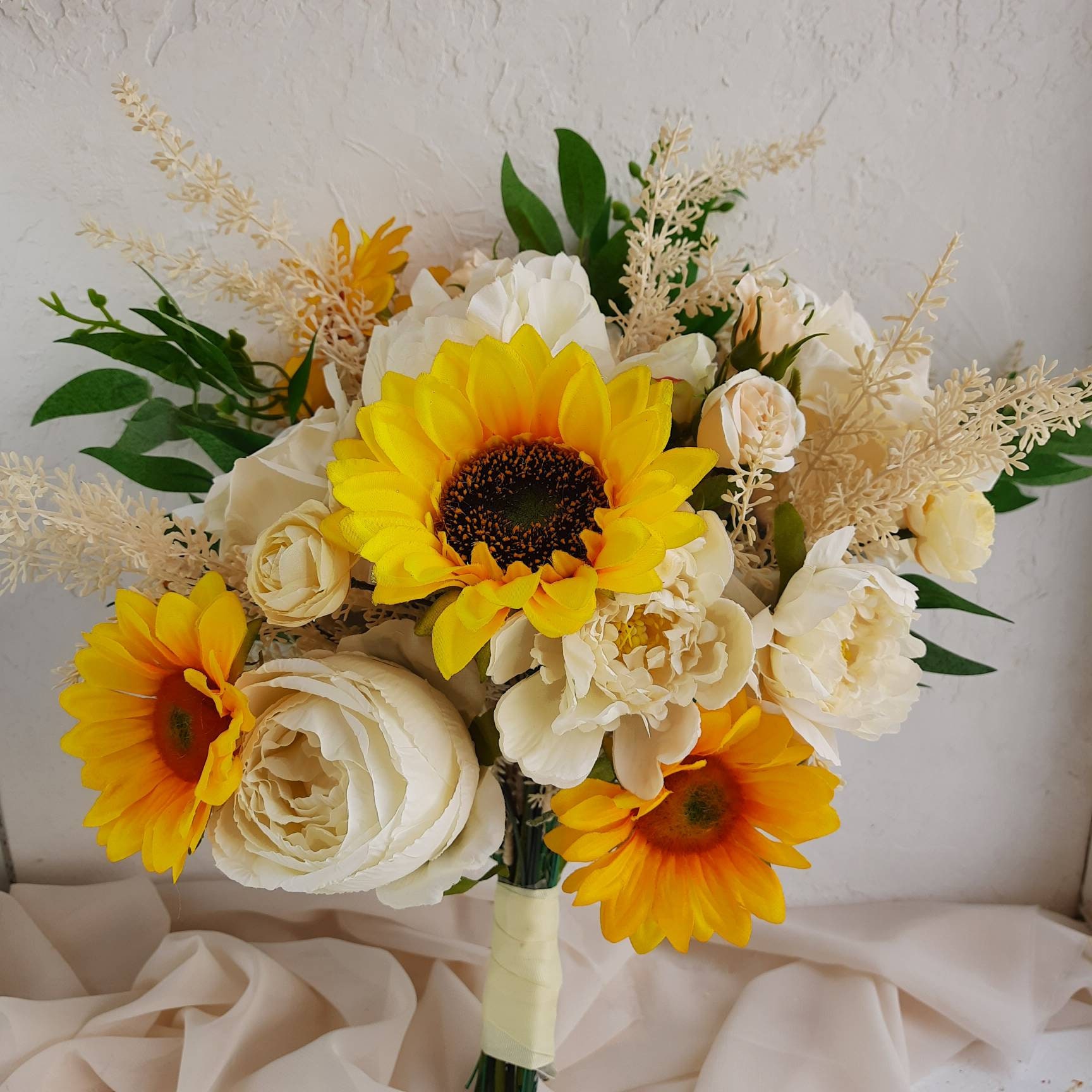 Sunflower fake flower wedding bouquet bride boho bouquet Etsy