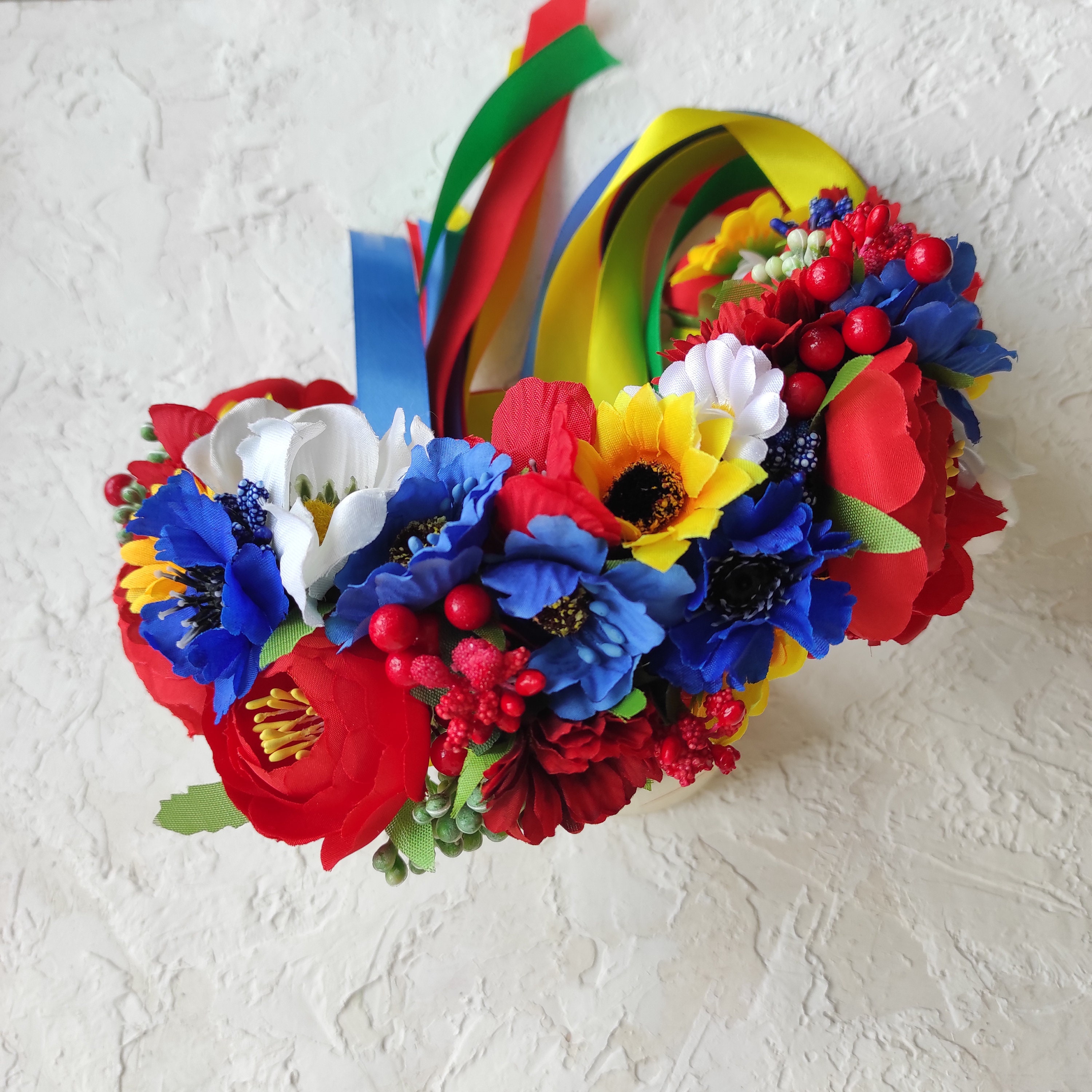 Roksolana hand crafted Flower Crown in red with yellow accents Flower Crown Red and Yellow - Etsy main image 3