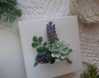 Lavender greenery boutonniere for men, wedding boutonniere groomsmen, succulent boutonniere for wedding