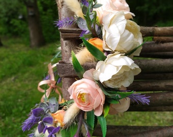 Boho wedding floral hair piece flower girl crown Fairy crown