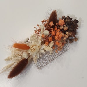 Terracotta Dried Flower Hair Comb: Fall Wedding Bridal Accessory