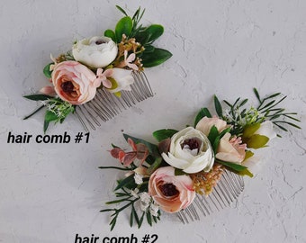 Rosa Blumen-Haarkamm: Hochzeit Haarschmuck